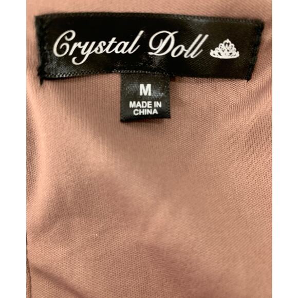 Crystal Doll Womens Pink Champagne Velvet Sequined Mini Skirt Medium NEW - Picture 5 of 10